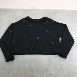 Alo Yoga Cadence Grommet Cropped Pullover Black Size L